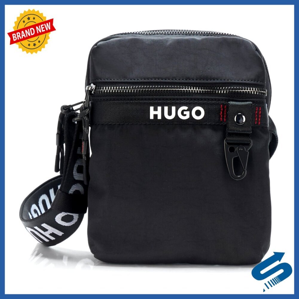 Men's Nylon Crossbody Bag with Zipper Closure and Shoulder Strap